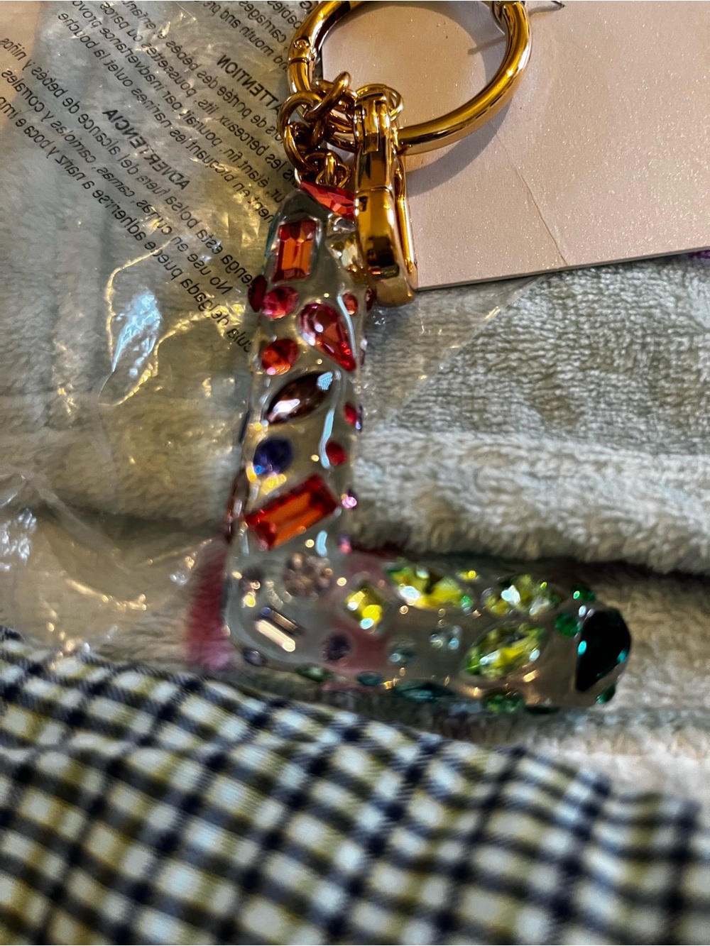 BaubleBar Multicolor Crystal L-Shaped Keychain/Bag Charm
